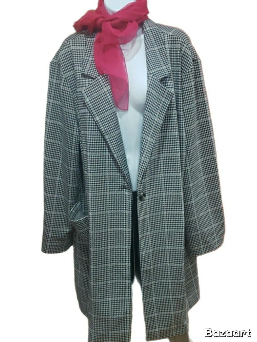 Sanctuary Black & White Women's Houndstooth Trench Coat Jacket, 2X